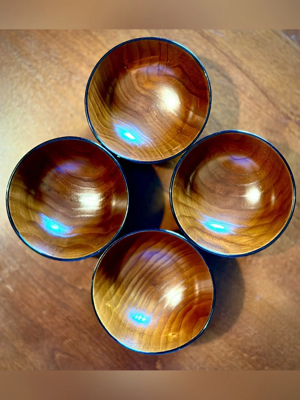 Japanese Wooden Rice/Soup bowls, set of 4 - NEW !!
